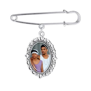 Personalised Charm, Custom Memory Charm, Photo Pin for Groom,  Wedding Bouquet, Custom Photo Pin for Groom, Wedding Memorial, Groom Gift