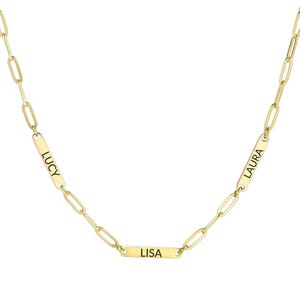 Custom Multiple Name Paperclip Chain Necklace, Engraved Bar Names, Personalized Jewelry, Gift for Mom, Birthday Gift, Gifts for Her