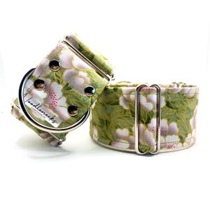Pistachio Rose Martingale Collar For Whippets | Whippet Collar | Anti Slip Collar