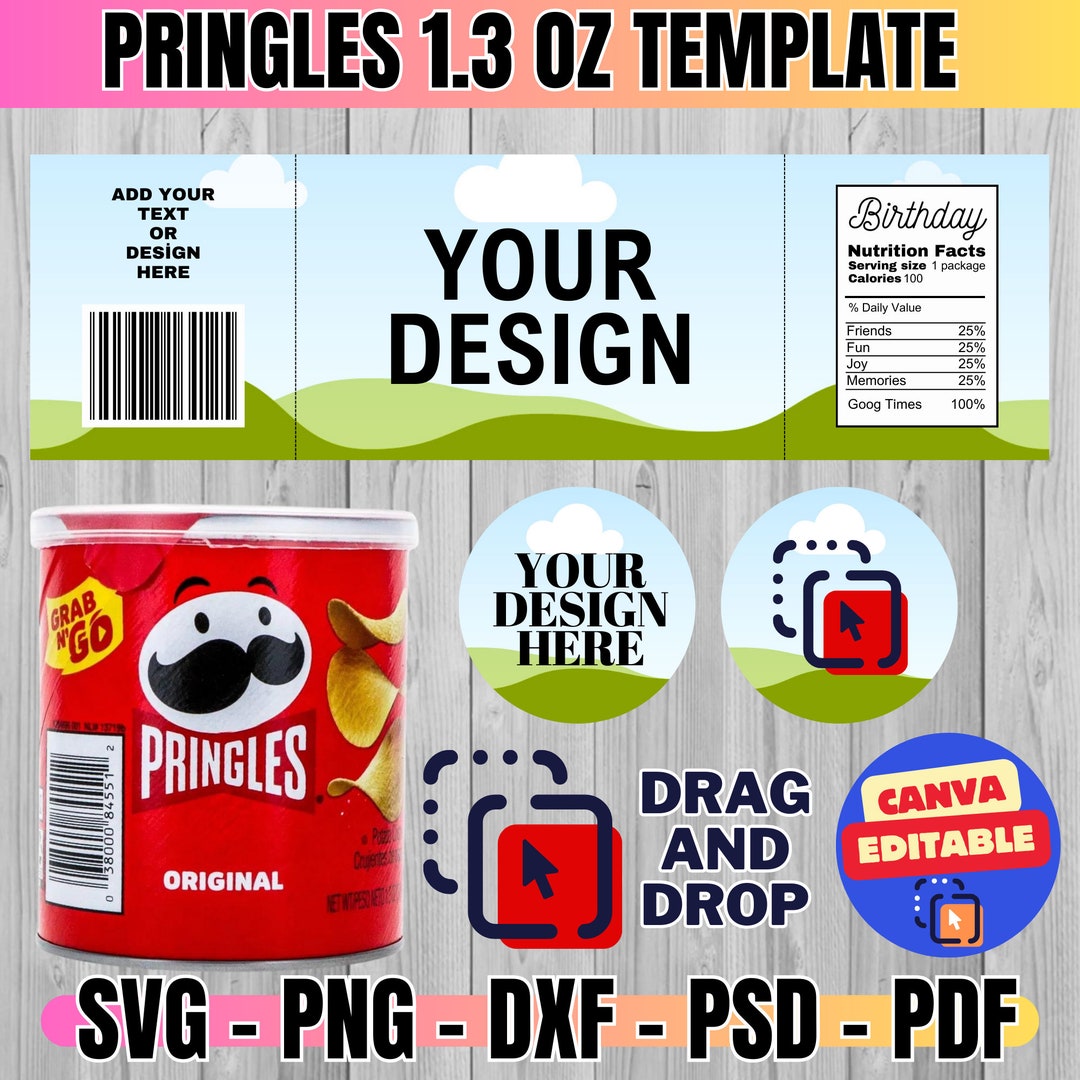 Pringles 1.3 Oz Labels Template, Pringles Template, Canva Editable Template, Chip Can Label ...