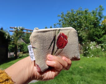 Handmade Floral Coin Purse | Small Zipper Pouch, Tiny Wallet, Travel Organizer