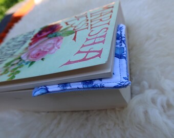 Blue Floral Bird Fabric Bookmark | Handmade Soft Book Marker Gift