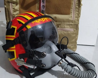 HGU-55 "ROOSTER" naval aviator fighter pilot helmet with leather Edgeroll (Size: M-L) & Accessories (REPLICA)