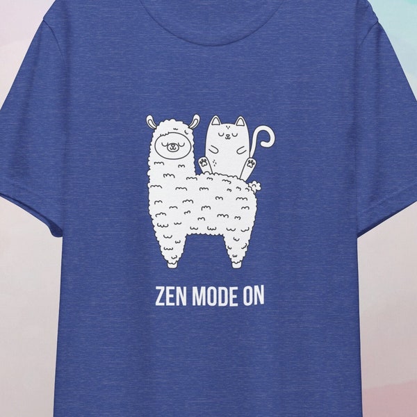 Zen Mode On Llama Unisex Short Sleeve T-shirt, Minimalist Design, Llama Funny T-shirt, Funny Animal Shirt, Cat Lovers Tee, Cute Animal Print