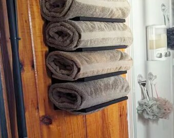 Bath Towel Holder -with two robe hooks - Hand Towel Holder - Towel Holder