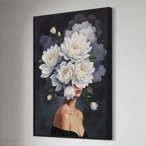 Black woman art | printable wall art | DIGITAL DOWNLOAD | Flower Head | African portrait | Black art print | flowers | hair flowers | flower