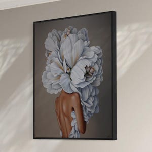 Black woman art | printable wall art | DIGITAL DOWNLOAD | Flower Head | African portrait | Black art print | flowers | hair flowers | flower
