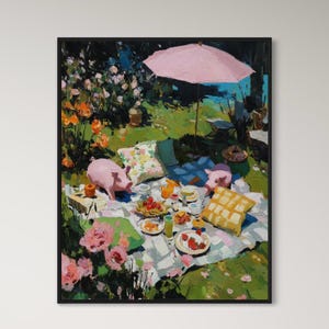 The Pignic - Fine Art Print, Giclée, Giclee Print, Original Art, Whimsical Art, The Pretty Brush Art, whimsical, Dog Art, Animal Art