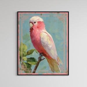 Parrot Lookout - Fine Art Print, Giclée, Giclée Print, Original Art, Whimsical Art, The Pretty Brush Art, Bird Art, Dog Art, Animal Art
