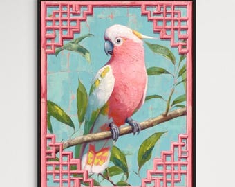 Parrot Lookout Giclée Print: Whimsical Bird & Dog Art