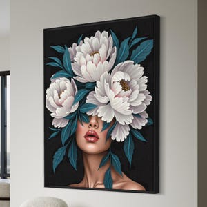 Black woman art | printable wall art | DIGITAL DOWNLOAD | Flower Head | African portrait | Black art print | flowers | hair flowers | flower