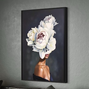 Black woman art | printable wall art | DIGITAL DOWNLOAD | Flower Head | African portrait | Black art print | flowers | hair flowers | flower
