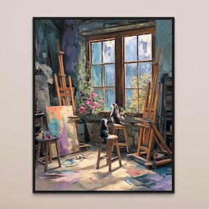 Otters can Paint - Fine Art Print, Giclée, Giclée Print, Original Art, Whimsical Art, The Pretty Brush Art, Dog Art, Bed Decor, Animal Art