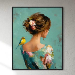 Bird Lover - Fine Art Print, Giclée, Giclée Print, Original Art, Whimsical Art, The Pretty Brush Art, Bird Art, Dog Art, Animal Art