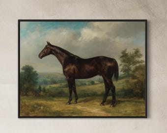 ヴィンテージの馬の絵画：アンティークの馬術アートプリント、農家風 