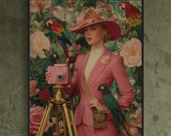 バードウォッチャー ジクレー版画：気まぐれな鳥と花、ファインアート装飾