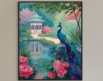 Impresión artística de pájaro y perro caprichoso: elegante giclée para decoración minimalista