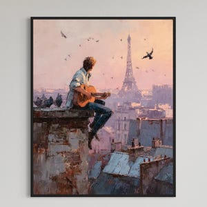 Paris Height - Fine Art Print, Giclée, Giclée Print, Original Art, Whimsical Art, The Pretty Brush Art, Dog Art, Bed Decor, Animal Art