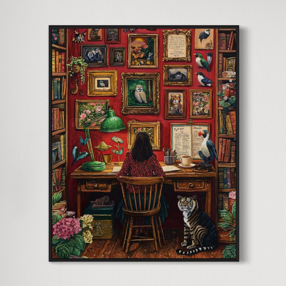 Zoologist,Bedroom Decor - Fine Art Print, Giclée, Giclée Print, Original Art, Whimsical Art, Canvas Studio, Bird Art, Animal Art, Calming