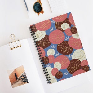 Mexican Concha Pan Dulce,  Sweet Bread,  Soft Cover Spiral Notebook - Ruled Line