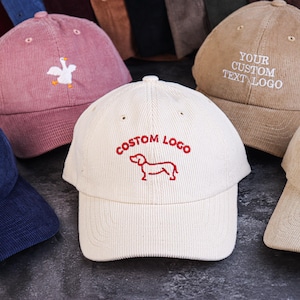 Customized personalized embroidered text/logo hat - Corduroy handmade baseball cap for men and women - Corduroy warm soft topduckbillcapgift