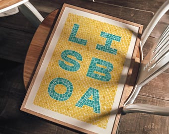 Lisboa – Original Lisbon Cobblestone Wall Art, Typography Poster Print