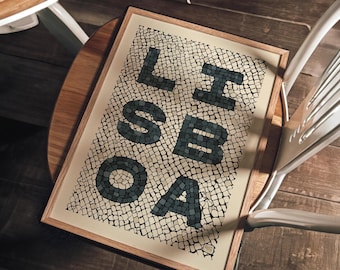 Lisboa – Original Lisbon Cobblestone Wall Art, Typography Poster Print