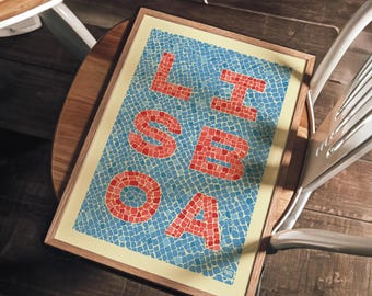 Lisboa – Original Lisbon Cobblestone Wall Art, Typography Poster Print