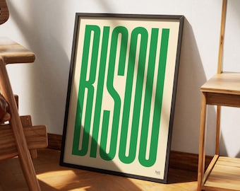 Bisou – Original Wall Art, French Typography Poster Print