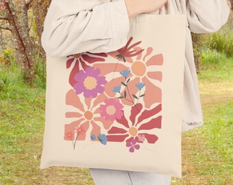 Cut out Floral Cotton Canvas Tote Bag
