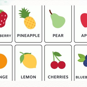 Fruits flashcard, Learning Fruits, Kids Flash Card, Montessori Flash Card, Preschool Flash Card image 1