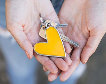 Yellow Heart Keychain Brave Love® Fine Pewter Charm Token Accessory by Lisa Leonard Designs