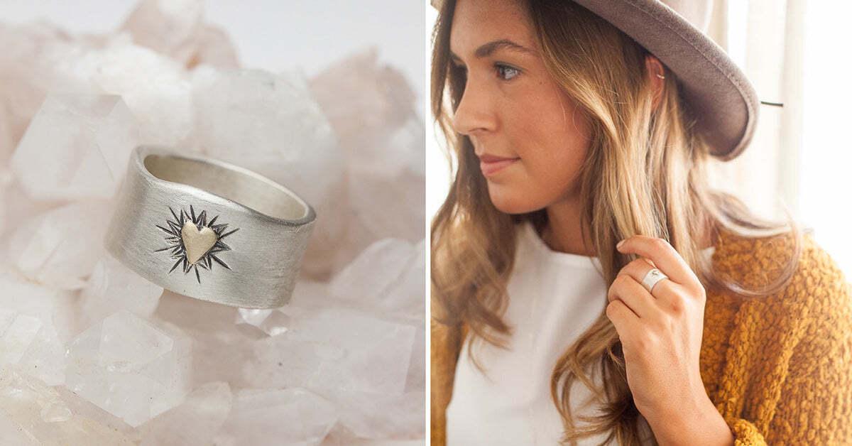 Bursting Heart Sterling Silver Ring With 10K Gold Heart Accent by Lisa ...