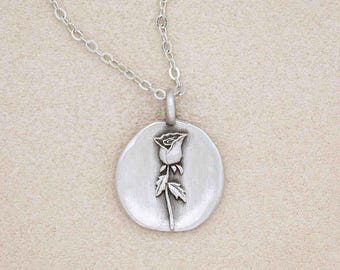 June Birth Flower Rose Pewter Necklace Floral Charm Birthmonth Jewelry by Lisa Leonard Designs