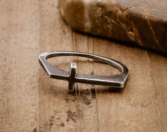 Dimensions Cross Sterling Silver Ring Dainty Faith Stacking Band Jewelry by Lisa Leonard Designs