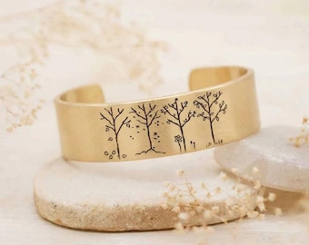Engraved "A Love For All Seasons" Cuff in Yellow Gold/Pewter by Lisa Leonard Designs