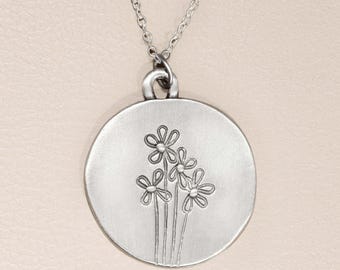 Bunch of Daisies Necklace Pewter Floral Pendant Jewelry by Lisa Leonard Designs