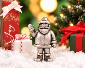 Holly Jolly Santa Pewter Figurine, Christmas Collectible, Holiday Decor, Festive Christmas Keepsake for Collectors By Lisa Leonard Designs