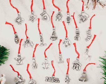Christmas Advent Ornament Set 24 Pewter Holiday Ornaments Christmas Decor by Lisa Leonard