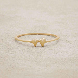 10K Solid Gold Sweet Love Ring Two Hearts Stacking Jewelry Gift by Lisa Leonard Designs