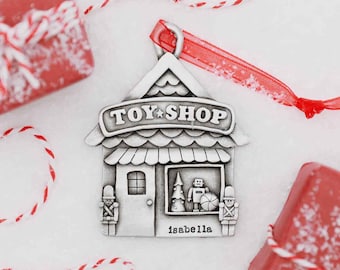 Toy Shop Christmas Pewter Ornament Personalized Holiday Keepsake by Lisa Leonard Designs