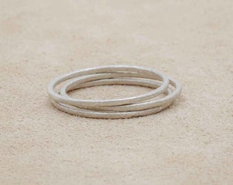 Sterling Silver Featherweight Stacking Rings – Set of Three Dainty Bands, ‘Light as a Feather’ Reminder Customizable by Lisa Leonard Designs