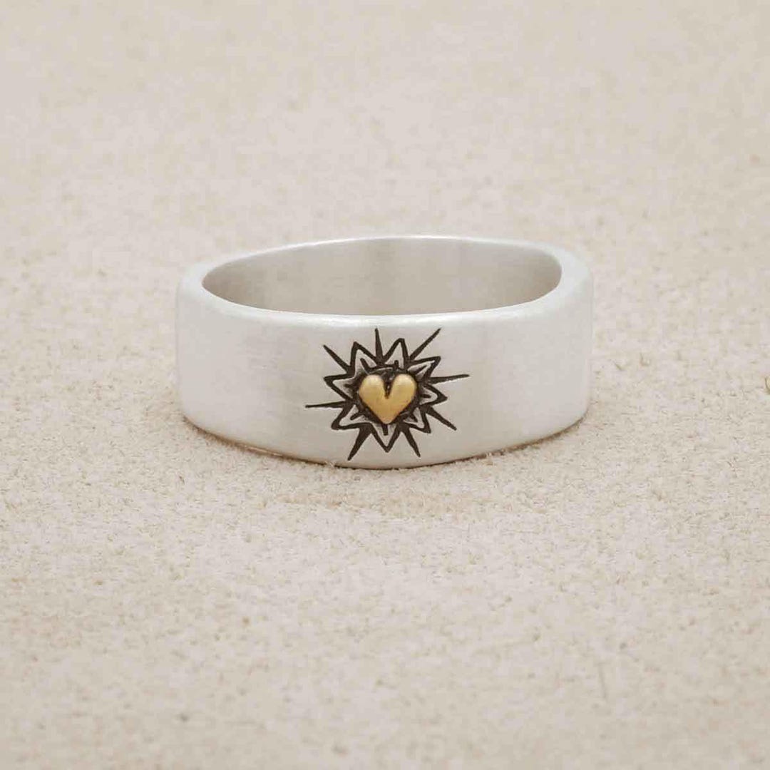 Bursting Heart Sterling Silver Ring With 10K Gold Heart Accent by Lisa ...