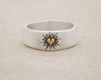 Sterling Silver Bursting Heart Ring – Custom Heart Statement Band, Meaningful Message Ring for Loved Ones by Lisa Leonard Designs