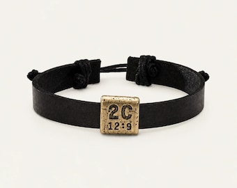 Equitable Leather Verse Bracelet Christian Faith Jewelry 2 Corinthians 12:9 Grace Gift for Him by Lisa Leonard Designs
