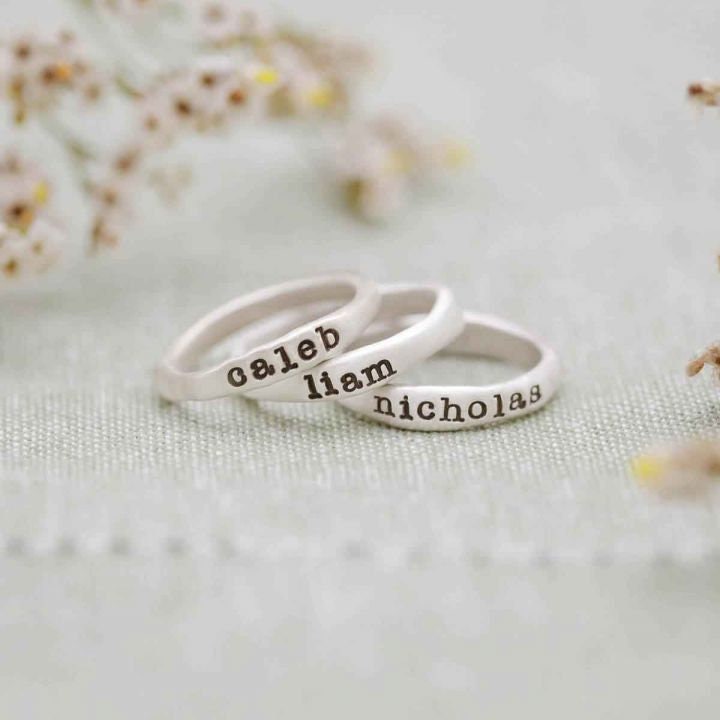 Stacking Ring Sterling Silver Personalized Name Band by Lisa