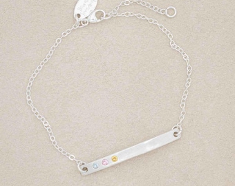 Cross Bar Birthstone Sterling Silver Bracelet Custom Multiple Stones Handmade by Lisa Leonard Designs