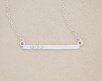 Crystal Bar Horizontal Pendant Necklace (Three Stones) Custom Metal Selection by Lisa Leonard Designs