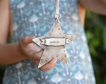 Personalized Pewter Star Ornament, Handcrafted Custom Keepsake Home Decor by Lisa Leonard Designs - Exclusive On Etsy
