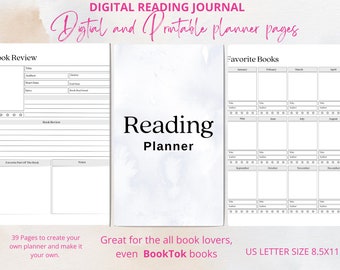 Digital Reading Journal: 39-Page Book Review & Tracker (Digital Download)